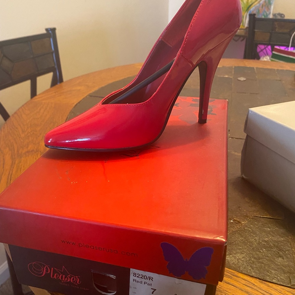 Pleaser Bold Red Patent Heels